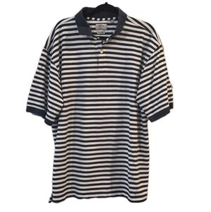 Callaway Golf Polo Shirt Mens XL Short Sleeve Navy Blue Striped Preppy Dad Style